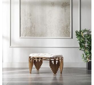 Stewehome Μεταλλικό Πουφ με Επικάλυψη-Μαύρο 100cm x 100x45x45 cm 649136 |  Βιτρίνες - Έπιπλα εισόδου στο espiti