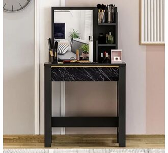 Stewehome Τουαλέτα Μακιγιάζ Μοντέρν Καθρέπτη &amp; Συρτάρια-μπεζ -74cm x 74x40x122 cm 666218 |  Συρταριέρες -Κονσόλες στο espiti