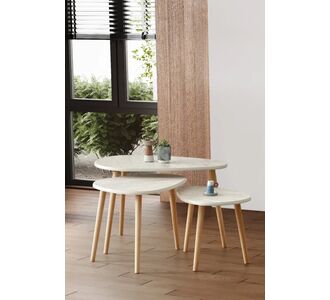 Stewehome Σετ 3 ξύλινων τραπεζιών σαλονιού με οβάλ επιφάνεια και country στυλ 50x40 cm 864465 |  Τραπεζάκια βοηθητικά στο espiti