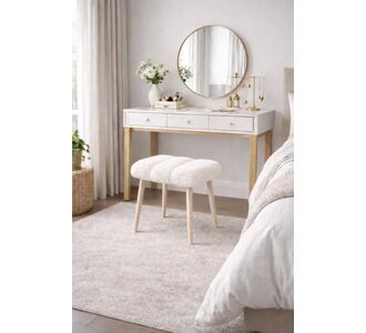Stewehome Διακοσμητικό πουφ ταμπουρέ από πε plush ύφασμα για τραπέζι μακιγιάζ 35x45 cm 938254 |  Πουφ στο espiti