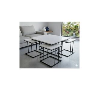 Stewehome Σετ 4+1 Τραπεζιών Bohem Τετράγωνα Με Μαύρα Πόδια Δρυς 75x75x45 cm 186473 |  Τραπεζάκια σαλονιού στο espiti