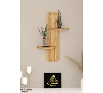 Stewehome Διακοσμητικό ράφι τοίχου από MDF με ξύλινη υφή και πυραμιδικό σχέδιο (Λευκό) 70x46x13 cm 581414 |  Ραφιέρες τοίχου στο espiti