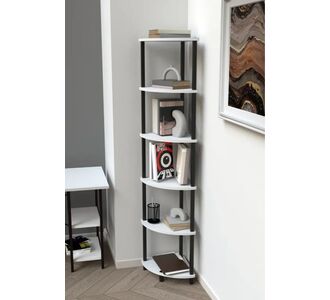Stewehome Διακοσμητική βιβλιοθήκη με 6 ράφια από λευκή μοριοσανίδα για σαλόνι και γραφείο (35 cm) 35x35x180 cm 293401 |  Βιβλιοθήκες στο espiti