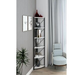 Stewehome Μεταλλική γωνιακή βιβλιοθήκη με 6 ράφια 180 cm (Καρυδί) 46x30x30 cm 863904 |  Βιβλιοθήκες στο espiti