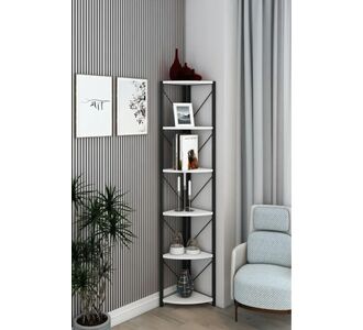 Stewehome Μεταλλική γωνιακή βιβλιοθήκη με 6 ράφια 46x30x177 cm 246991 |  Βιβλιοθήκες στο espiti