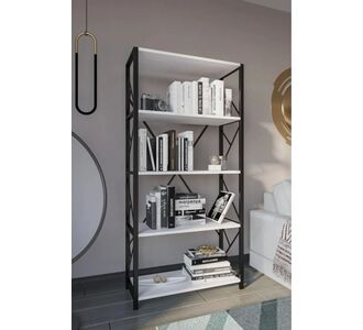 Stewehome Διακοσμητική βιβλιοθήκη με 5 ράφια από μέταλλο για το γραφείο ή το σπίτι (Καρυδί) 70x30x160 cm 772586 |  Βιβλιοθήκες στο espiti