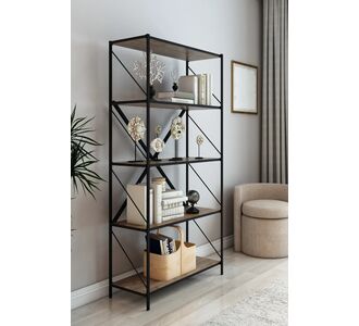 Stewehome Μεταλλική βιβλιοθήκη γραφείου με διακοσμητικά ράφια 150 cm (Ανθρακί) 50x24x150 cm 489000 |  Βιβλιοθήκες στο espiti