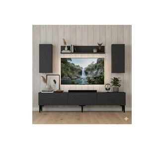 Stewehome Μοντέρνα επιτοίχια μονάδα τηλεόρασης με ντουλάπια αποθήκευσης 180x30x41 cm 717015 |  Έπιπλα τηλεόρασης στο espiti