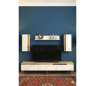 Stewehome Σετ μοντέρνας σύνθεσης τηλεόρασης με ράφι από Συνθετικό ξύλο 180x30x41 cm 353953 |  Έπιπλα τηλεόρασης στο espiti