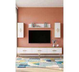 Stewehome Σετ μονάδας τηλεόρασης με ράφι από σανίδα μελαμίνης 180x30x41 cm 646451 |  Έπιπλα τηλεόρασης στο espiti