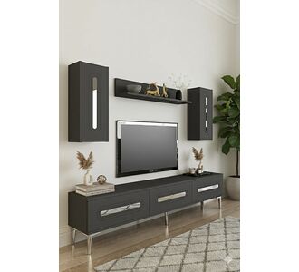 Stewehome Σετ μοντέρνας σύνθεσης τηλεόρασης με ράφι από σανίδα μελαμίνης 180x30x41 cm 703831 |  Έπιπλα τηλεόρασης στο espiti