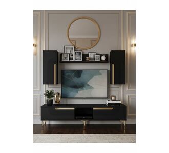 Stewehome Σετ μοντέρνας σύνθεσης τηλεόρασης με αποθηκευτικό χώρο και διακοσμητικό καθρέφτη από σανίδα μελαμίνης 150x30x41 cm 744771 |  Έπιπλα τηλεόρασης στο espiti