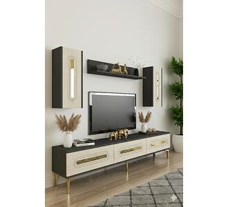 Stewehome Σετ μονάδας τηλεόρασης με ράφι μοντέρνου στιλ από σανίδα μελαμίνης 180x30x41 cm 779331 |  Έπιπλα τηλεόρασης στο espiti