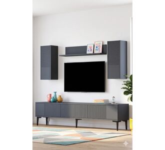 Stewehome Σετ μοντέρνας τηλεοπτικής μονάδας 180 εκ από σανίδα μελαμίνης με πόρτες 180x30x41 cm 155547 |  Έπιπλα τηλεόρασης στο espiti