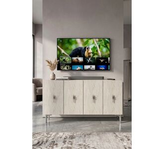 Stewehome κονσόλα πολύχρηστο ντουλάπι έπιπλο για γωνιά καφέ και βάση τηλεόρασης με πόρτα travertine 120x32x75 cm 557487 |  Βιτρίνες - Έπιπλα εισόδου στο espiti