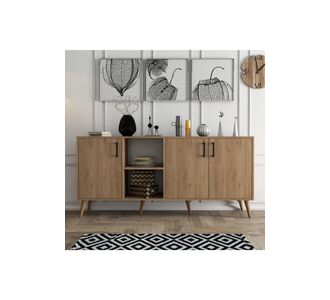 Stewehome μοντέρνα κονσόλα με ξύλινα πόδια σκανδιναβικού στιλ και ρετρό σχεδιασμό με αποθηκευτικό χώρο και πόρτες 180x45x83 cm 594098 |  Βιτρίνες - Έπιπλα εισόδου στο espiti