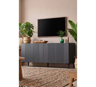 Stewehome Κονσόλα έπιπλο τηλεόρασης και πολύχρηστο ντουλάπι με ράφι και πόρτα για γωνιά καφέ 180x32x75 cm 126270 |  Βιτρίνες - Έπιπλα εισόδου στο espiti