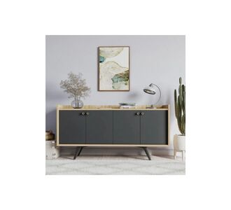 Stewehome Κονσόλα με πόδια και ντουλάπια και ράφια 153x40x69 cm 771273 |  Βιτρίνες - Έπιπλα εισόδου στο espiti