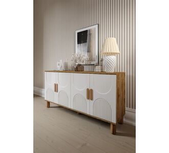 Stewehome μποέμ κονσόλα σαλονιού με 4 πόρτες από MDF με μεμβράνη μοντέρνου στιλ 160x40x79 cm 571490 |  Βιτρίνες - Έπιπλα εισόδου στο espiti