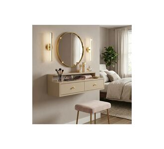 Stewehome Τουαλέτα μακιγιάζ με ράφι και χρυσή λαβή 90x35x35 cm 519867 |  Βιτρίνες - Έπιπλα εισόδου στο espiti