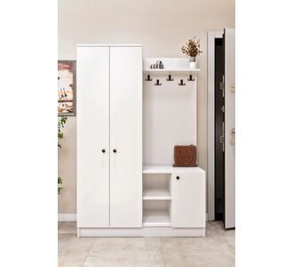 Stewehome Μοντέρνα ντουλάπα παπουτσοθήκη με πόρτες ράφια και κρεμάστρα από Συνθετικό ξύλο 120x180x180 cm 203623 |  Καλόγεροι -Κρεμάστρες στο espiti