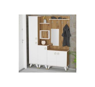 Stewehome Σκανδιναβικός ρετρό βεστιάριος παπουτσοθήκη από πεύκο και Συνθετικό ξύλο για το χολ 140x185x185 cm 414997 |  Καλόγεροι -Κρεμάστρες στο espiti