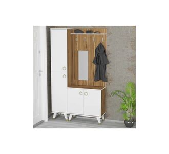 Stewehome Ντουλάπα παπουτσιών και βεστιάριο από ξύλο πεύκου και κλασικού στιλ για το χολ 105x185x185 cm 295089 |  Καλόγεροι -Κρεμάστρες στο espiti