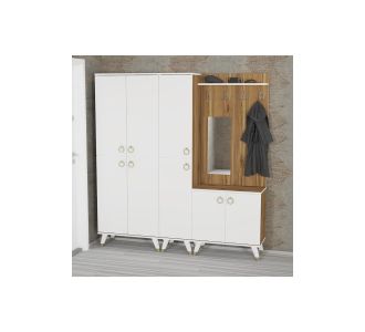 Stewehome Ντουλάπα παπουτσιών και βεστιάριο από ξύλο πεύκου και Συνθετικό ξύλο μοντέρνου στιλ 175x185x185 cm 151663 |  Καλόγεροι -Κρεμάστρες στο espiti