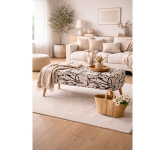 Stewehome Μποέμ οβάλ πουφ πάγκος με ξύλινα πόδια 80x40 cm 210993 |  Πουφ στο espiti