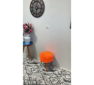 Stewehome Διακοσμητικό πουφ τραπεζιού εξαγωνικό από πετσί και σουνταλάμ 40x40 cm 186777 |  Πουφ στο espiti