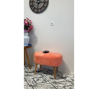 Stewehome Οβάλ πάγκος πουφ με ξύλινα πόδια και ευρύ χώρο καθίσματος 60x40x40 cm 580798 |  Πουφ στο espiti
