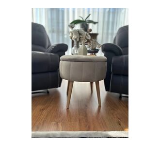 Stewehome Πουφ με αποθηκευτικό χώρο από ξύλο και αφρώδες υλικό σε μοντέρνο στρογγυλό στυλ 48x48 cm 458463 |  Πουφ στο espiti