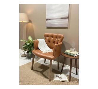 Stewehome πολυθρόνα από δέρμα με ξύλινα πόδια 60x60 cm 974949 |  Πολυθρόνες σαλονιού στο espiti