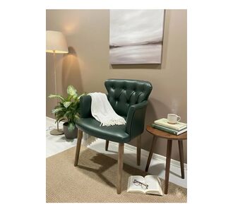 Stewehome πολυθρόνα από δέρμα με ξύλινα πόδια 60x60 cm 413626 |  Πολυθρόνες σαλονιού στο espiti