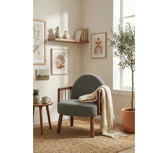 Stewehome Μποέμ πολυθρόνα από καρυδιά ξύλο 60x50 cm 998450 |  Πολυθρόνες σαλονιού στο espiti
