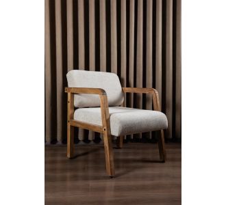 Stewehome Μποέμ φυσική ξύλινη πολυθρόνα από ανοιχτό καρυδί με μικροϊνών ύφασμα 60x75x75 cm 513736 |  Πολυθρόνες σαλονιού στο espiti