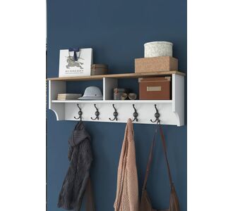 Stewehome μοντέρνο πορτμάντο τοίχου με ράφι και καλάθι καρυδιάς 120x38x38 cm 418258 |  Καλόγεροι -Κρεμάστρες στο espiti