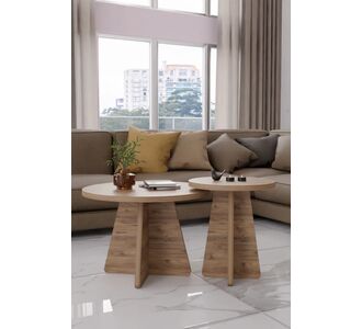 Stewehome Σετ 2 τεμαχίων στρογγυλά ράνερ τραπεζάκια σαλονιού σκανδιναβικού στιλ πλευρικά και μεσαία τραπεζάκια 474651 |  Τραπεζάκια σαλονιού στο espiti