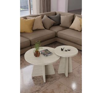 Stewehome Σετ 2 τεμαχίων στρογγυλά ράνερ τραπεζάκια σαλονιού σκανδιναβικού στιλ πλευρικά και μεσαία τραπεζάκια 329848 |  Τραπεζάκια σαλονιού στο espiti