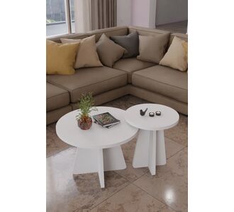 Stewehome Σετ 2 τεμαχίων στρογγυλά ράνερ τραπεζάκια σαλονιού σκανδιναβικού στιλ πλευρικά και μεσαία τραπεζάκια 451929 |  Τραπεζάκια σαλονιού στο espiti