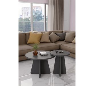 Stewehome Σετ 2 τεμαχίων στρογγυλά ράνερ τραπεζάκια σαλονιού σκανδιναβικού στιλ πλευρικά και μεσαία τραπεζάκια 813800 |  Τραπεζάκια σαλονιού στο espiti