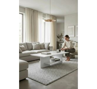 Stewehome Τραπέζι σαλονιού ορθογώνιο με ράφι από σαντουλάμ μοντέρνο 120x60x60 cm 859343 |  Τραπεζάκια σαλονιού στο espiti