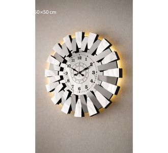 Stewehome Φωτιζόμενο 3D ρολόι τοίχου με καθρέφτη πιάνο στρογγυλό σκανδιναβικού στιλ 50x50x3 cm 2350264 |  Ρολόγια στο espiti