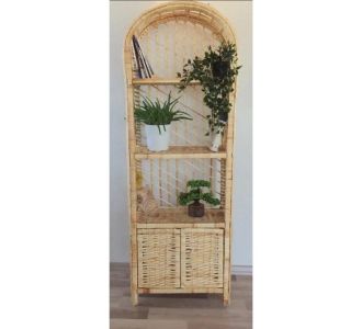 Stewehome Βιβλιοθήκη με 4 ράφια και καπάκι από ψάθα 50x29x145 cm 642196 |  Βιβλιοθήκες στο espiti
