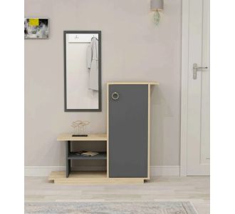 Stewehome MDF Έπιπλο Εισόδου με Καθρέπτη &amp; Ντουλάπι 80x29.5x90 cm 319774 |  Βιτρίνες - Έπιπλα εισόδου στο espiti