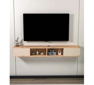 Stewehome Κρεμαστό Έπιπλο Τηλεόρασης Φυσικό Ξύλο &amp; Μπεζ Λεπτομέρειες 140x22x19.6 cm 601939 |  Έπιπλα τηλεόρασης στο espiti