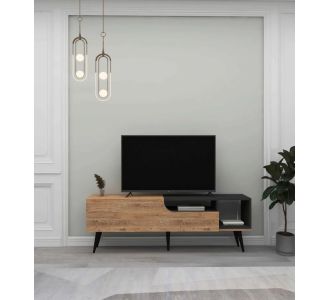 Stewehome Μοντέρνο Έπιπλο TV Ανθρακί με Ράφια και Ντουλάπια Αποθήκευσης 150x29x29 cm 394840 |  Έπιπλα τηλεόρασης στο espiti