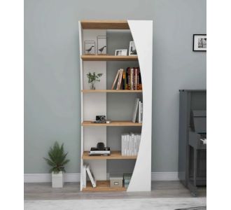 Stewehome Βιβλιοθήκη 5 ραφιών με διακοσμητικό μοντέρνο σχεδιασμό λευκό πεύκου Ατλαντικού 25x23.8x150 cm 305506 |  Βιβλιοθήκες στο espiti