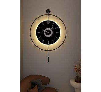 Stewehome Μεταλλικό ρολόι τοίχου με μπαταρία και LED σύστημα στρογγυλό Χρυσό 50x75 cm 441149 |  Ρολόγια στο espiti