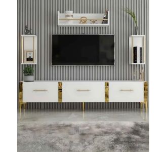 Stewehome Ξύλινη Μονάδα Τηλεόρασης με Ανοιχτά Ράφια &amp; Μοντέρνο Στυλ 180x31x45 cm 406858 |  Έπιπλα τηλεόρασης στο espiti